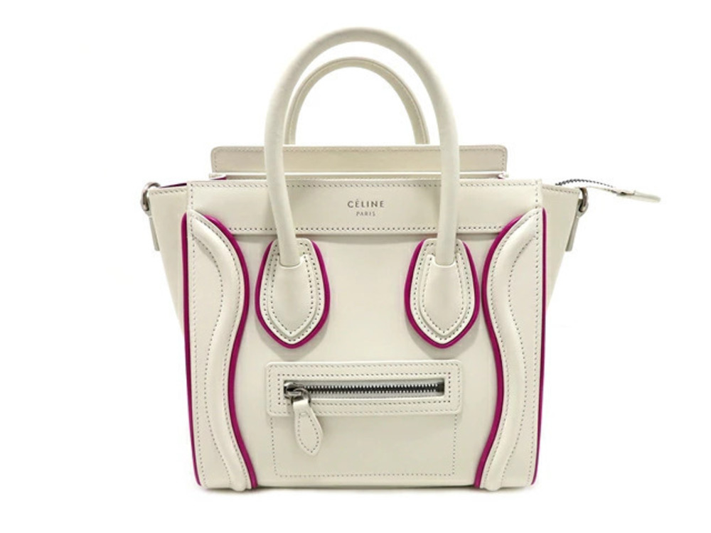 Celine Bag Shoulder Shopper Bicolor White Magenta Pink Calfskin